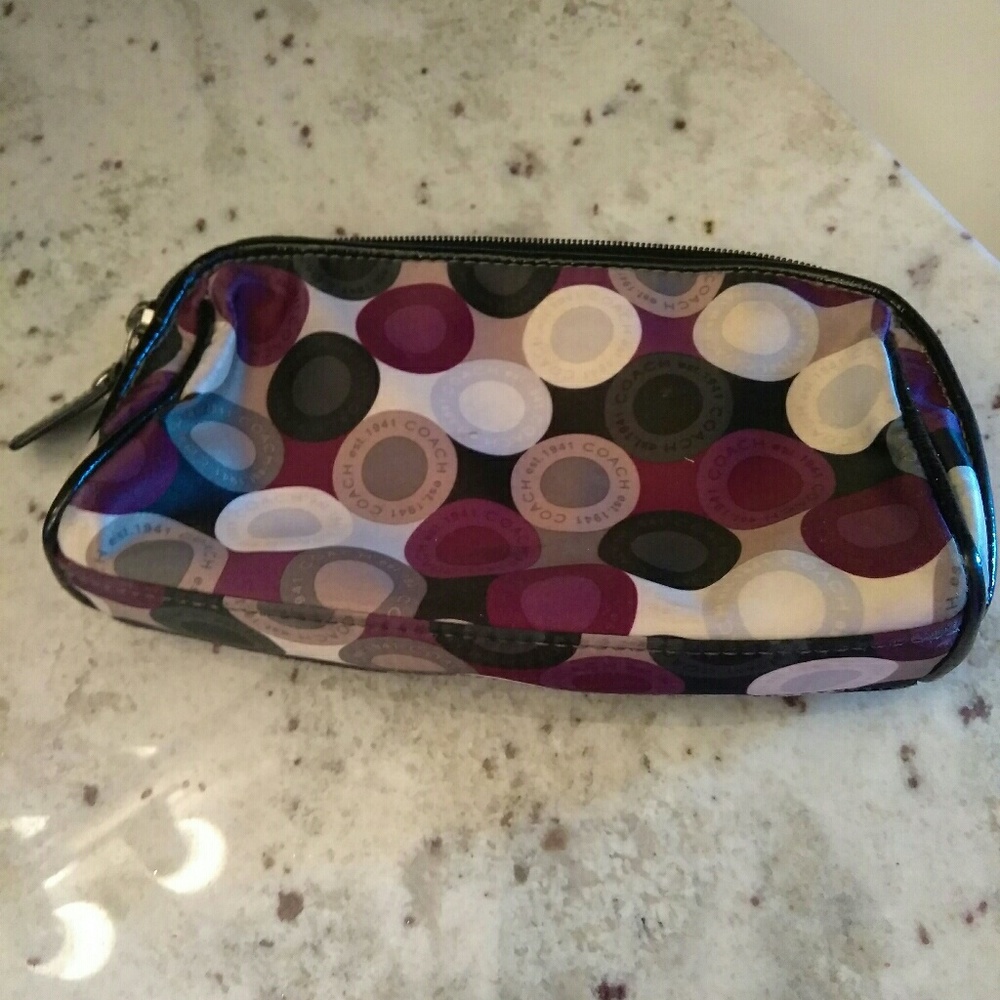 Authentic Coach Satin/ Patent Leather Cosmetic Bag